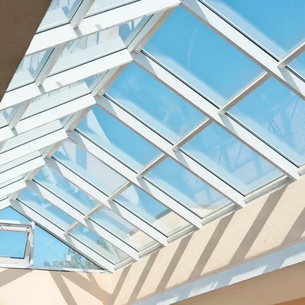 Daylight through a sloping glass roof